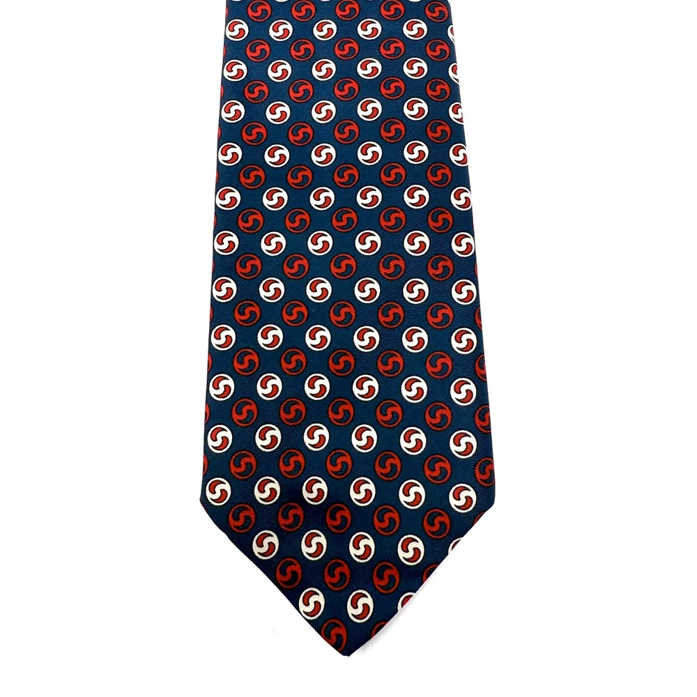 Brooks Brothers Makers 100% All Silk Navy Red White Swirl Pattern Men's Necktie - Picture 2 of 5